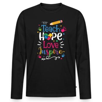 Autism Awareness Day Autistic Gift - Men's Premium Organic Long Sleeve Shirt - black - Front - Nico (187cm)