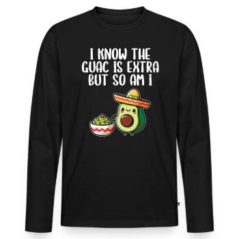 Avocado - Männer Premium Bio Langarmshirt - Schwarz - Vorne - Nico (187cm)