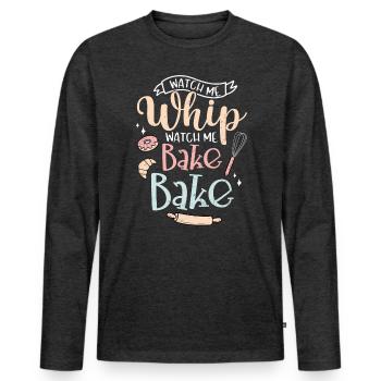 Bäcker - Männer Premium Bio Langarmshirt - Anthrazit meliert - Vorne - Nico (187cm)