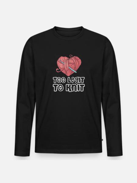 Crochet Knitting - Men's Premium Organic Long Sleeve Shirt - black