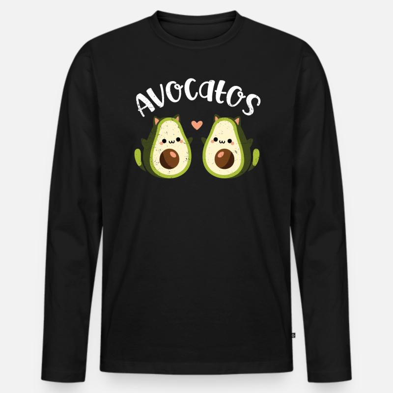 Avocado - Männer Premium Bio Langarmshirt - Schwarz