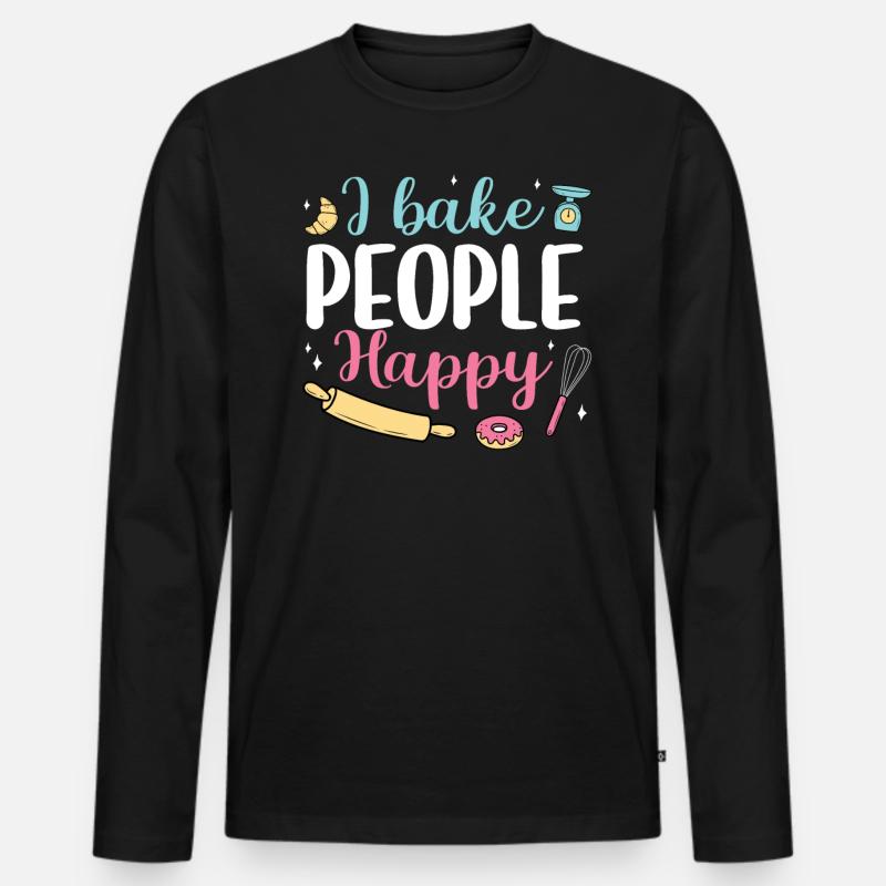 Bäcker Bäckerein Backwaren Backen Geschenk - Männer Premium Bio Langarmshirt - Schwarz