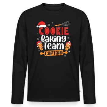 Bäcker Bäckerein Backwaren Backen Geschenk - Männer Premium Bio Langarmshirt - Schwarz - Vorne - Nico (187cm)