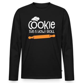 Bäcker Bäckerein Backwaren Backen Geschenk - Männer Premium Bio Langarmshirt - Schwarz - Vorne - Nico (187cm)