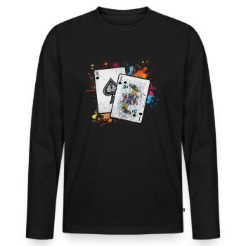 Black Jack Blackjack Kartenspiel Casino Geschenk - Männer Premium Bio Langarmshirt - Schwarz - Vorne - Nico (187cm)
