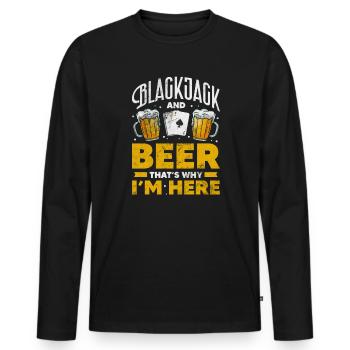 Black Jack Blackjack Kartenspiel Casino Geschenk - Männer Premium Bio Langarmshirt - Schwarz - Vorne - Nico (187cm)