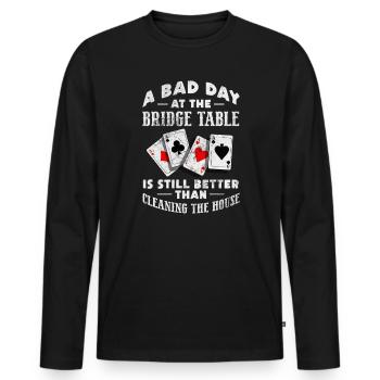 Bridge Card Game Casino Card Game Gift - Men's Premium Organic Long Sleeve Shirt - black - Front - Nico (187cm)