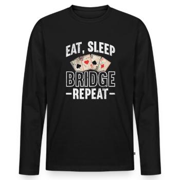 Bridge Card Game Casino Card Game Gift - Men's Premium Organic Long Sleeve Shirt - black - Front - Nico (187cm)