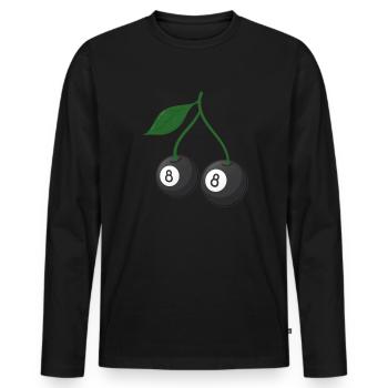 Kirsche Kirschbaum Kirschblüte Frucht Geschenk - Männer Premium Bio Langarmshirt - Schwarz - Vorne - Nico (187cm)