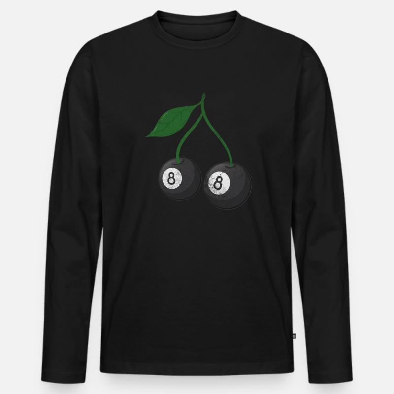 Kirsche - Männer Premium Bio Langarmshirt - Schwarz