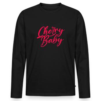 Kirsche Kirschbaum Kirschblüte Frucht Geschenk - Männer Premium Bio Langarmshirt - Schwarz - Vorne - Nico (187cm)