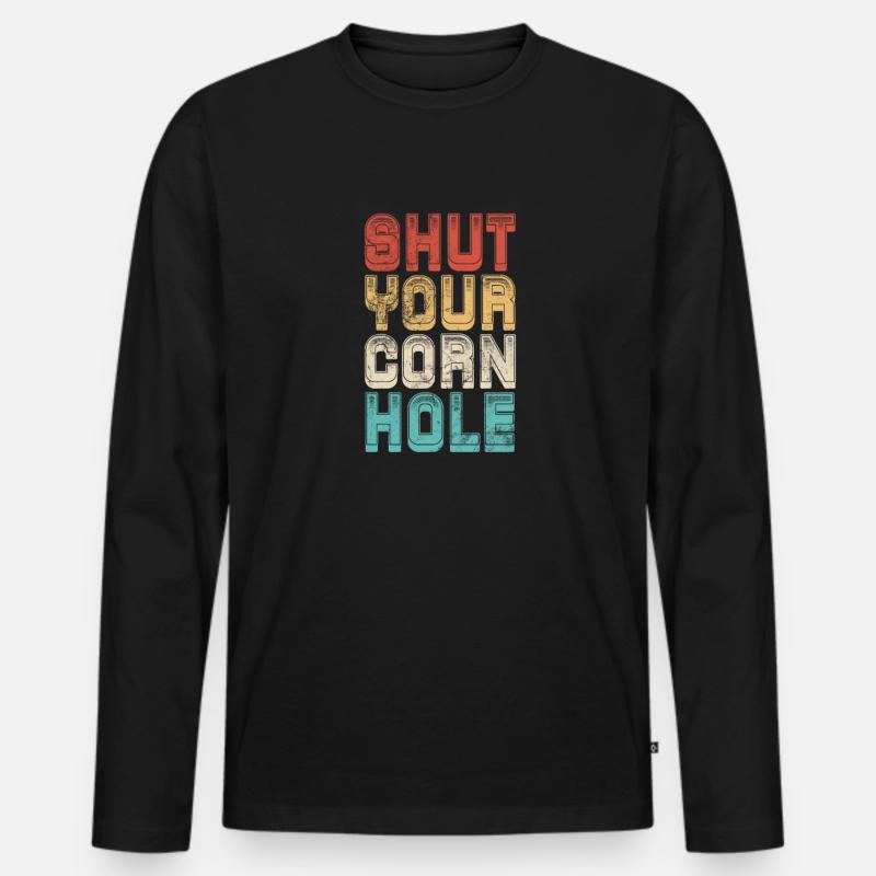Cornhole - Männer Premium Bio Langarmshirt - Schwarz