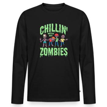 Zombie Zombie Hunter Zombie Apocalypse Cadeau - T-shirt manches longues Premium bio Homme - noir - Devant - Nico (187cm)