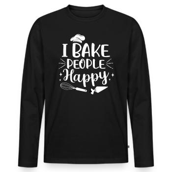 Bäcker Bäckerein Backwaren Backen Geschenk - Männer Premium Bio Langarmshirt - Schwarz - Vorne - Nico (187cm)