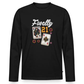 Black Jack Blackjack Kartenspiel Casino Geschenk - Männer Premium Bio Langarmshirt - Schwarz - Vorne - Nico (187cm)