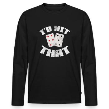 Black Jack Blackjack Kartenspiel Casino Geschenk - Männer Premium Bio Langarmshirt - Schwarz - Vorne - Nico (187cm)