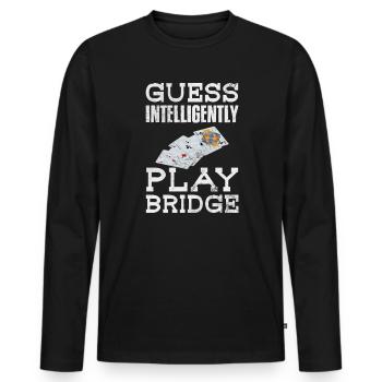 Bridge Card Game Casino Card Game Gift - Men's Premium Organic Long Sleeve Shirt - black - Front - Nico (187cm)