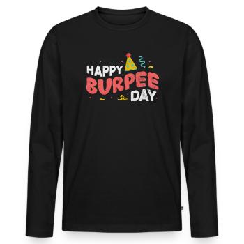 Burpees - Männer Premium Bio Langarmshirt - Schwarz - Vorne - Nico (187cm)