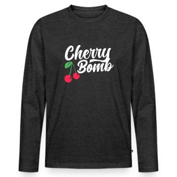 Cherry Cherry Tree Cherry Blossom Fruit Gift - Men's Premium Organic Long Sleeve Shirt - heather anthracite - Front - Nico (187cm)