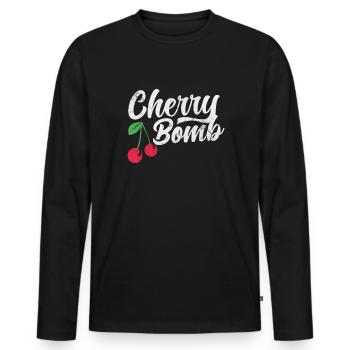 Kirsche - Männer Premium Bio Langarmshirt - Schwarz - Vorne - Nico (187cm)