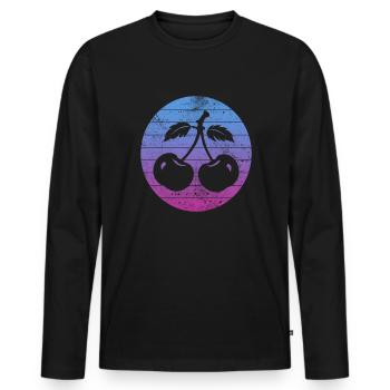 Kirsche - Männer Premium Bio Langarmshirt - Schwarz - Vorne - Nico (187cm)
