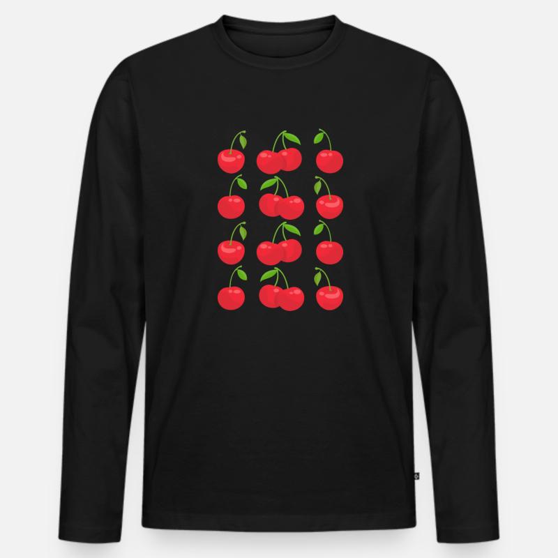 Kirsche Kirschbaum Kirschblüte Frucht Geschenk - Männer Premium Bio Langarmshirt - Schwarz