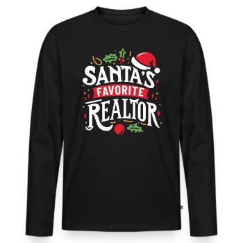 Real Estate Agent Real Estate Agent Gift - Men's Premium Organic Long Sleeve Shirt - black - Front - Nico (187cm)