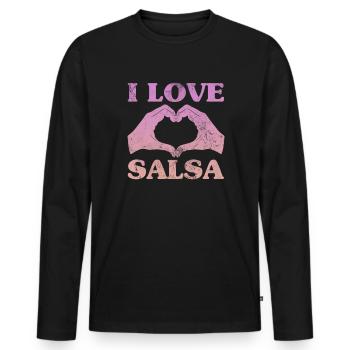 Salsa - Männer Premium Bio Langarmshirt - Schwarz - Vorne - Nico (187cm)