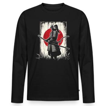 Samurai Ronin Sword Fighting Warrior Gift - Men's Premium Organic Long Sleeve Shirt - black - Front - Nico (187cm)