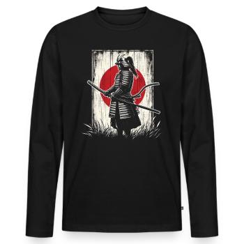 Samouraï - T-shirt manches longues Premium bio Homme - noir - Devant - Nico (187cm)