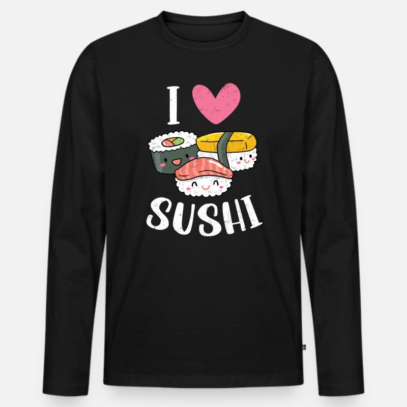 Sushi - Männer Premium Bio Langarmshirt - Schwarz
