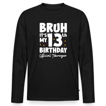 Teen Teen Teen Teens Teeny Gift - Men's Premium Organic Long Sleeve Shirt - black - Front - Nico (187cm)