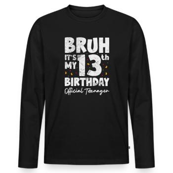 Adolescent - T-shirt manches longues Premium bio Homme - noir - Devant - Nico (187cm)