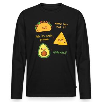 Avocado - Männer Premium Bio Langarmshirt - Schwarz - Vorne - Nico (187cm)