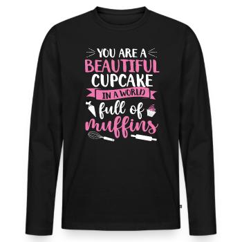 Bäcker Bäckerein Backwaren Backen Geschenk - Männer Premium Bio Langarmshirt - Schwarz - Vorne - Nico (187cm)