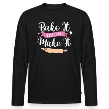 Bäcker Bäckerein Backwaren Backen Geschenk - Männer Premium Bio Langarmshirt - Schwarz - Vorne - Nico (187cm)