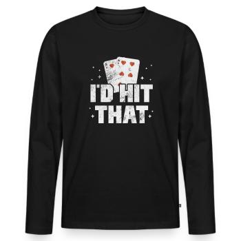 Black Jack Blackjack Kartenspiel Casino Geschenk - Männer Premium Bio Langarmshirt - Schwarz - Vorne - Nico (187cm)