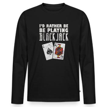 Black Jack Blackjack Kartenspiel Casino Geschenk - Männer Premium Bio Langarmshirt - Schwarz - Vorne - Nico (187cm)