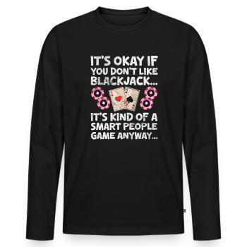 Black Jack Blackjack Kartenspiel Casino Geschenk - Männer Premium Bio Langarmshirt - Schwarz - Vorne - Nico (187cm)