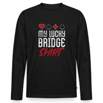 Bridge Card Game Casino Card Game Gift - Men's Premium Organic Long Sleeve Shirt - black - Front - Nico (187cm)