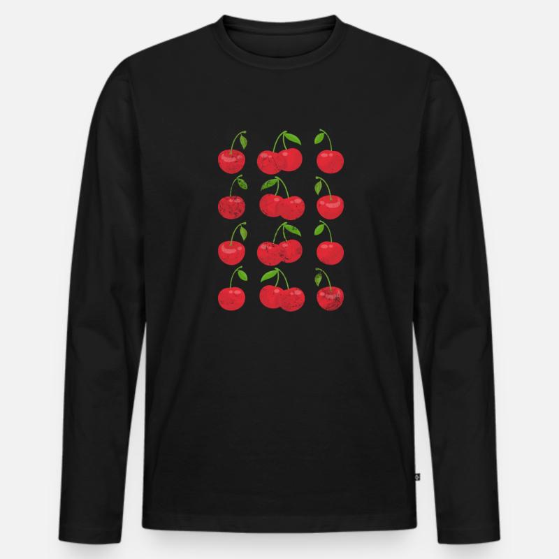 Kirsche - Männer Premium Bio Langarmshirt - Schwarz