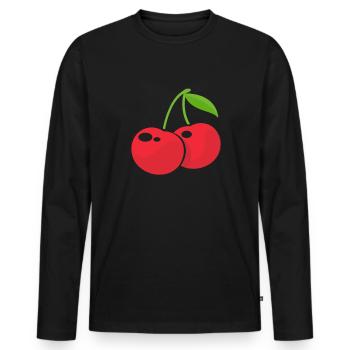 Kirsche Kirschbaum Kirschblüte Frucht Geschenk - Männer Premium Bio Langarmshirt - Schwarz - Vorne - Nico (187cm)