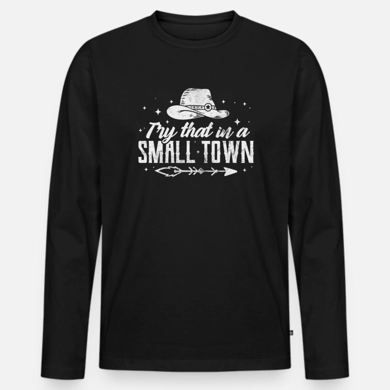 Country - Männer Premium Bio Langarmshirt - Schwarz