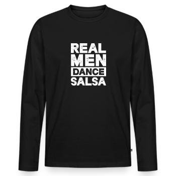 Salsa Danse Cuba Danse Latino Cours de Danse Cadeau - T-shirt manches longues Premium bio Homme - noir - Devant - Nico (187cm)