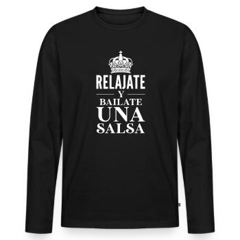 Salsa Danse Cuba Danse Latino Cours de Danse Cadeau - T-shirt manches longues Premium bio Homme - noir - Devant - Nico (187cm)