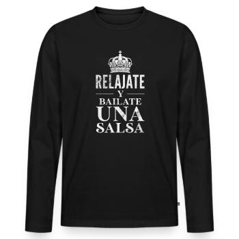Salsa - Männer Premium Bio Langarmshirt - Schwarz - Vorne - Nico (187cm)