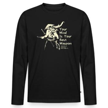 Samurai - Männer Premium Bio Langarmshirt - Schwarz - Vorne - Nico (187cm)