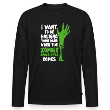Zombie Zombie-Jäger Zombieapokalypse Geschenk - Männer Premium Bio Langarmshirt - Schwarz - Vorne - Nico (187cm)