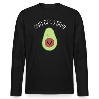 Avocado - Männer Premium Bio Langarmshirt - Schwarz - Vorne - Nico (187cm)