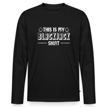 Black Jack Blackjack Kartenspiel Casino Geschenk - Männer Premium Bio Langarmshirt - Schwarz - Vorne - Nico (187cm)